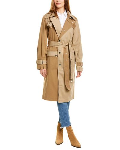 Avec Les Filles Two-tone Trench Coat in Brown - Lyst