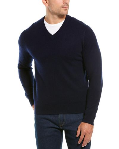 Qi V Neck Cashmere Sweater In Navy Blue For Men Lyst