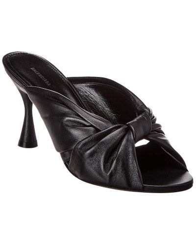 Balenciaga Drapy Leather Mule in Black | Lyst