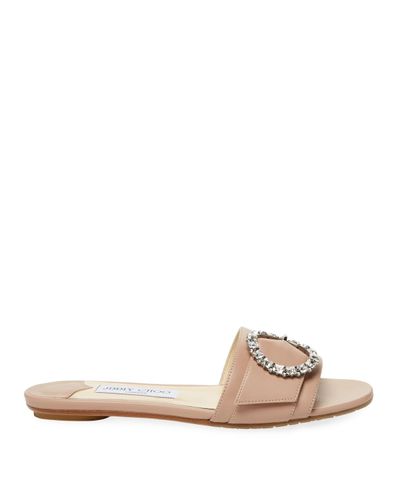 Jimmy Choo Embellished Leather Slides - Lyst
