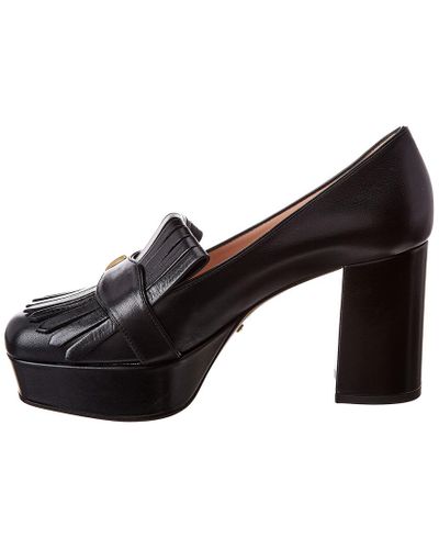 gucci gg fringe leather platform pump