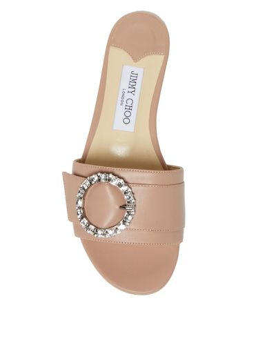 Jimmy Choo Embellished Leather Slides - Lyst
