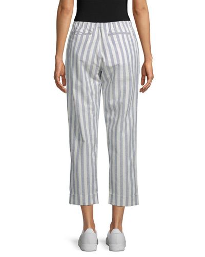 Rebecca Minkoff Striped Cropped Pant in Gray - Lyst
