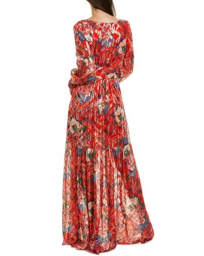 Ba&sh Jasper Silk-blend Maxi Dress in Red - Lyst