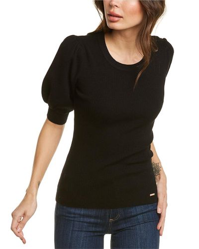 T Tahari Puff Sleeve Sweater in Black - Lyst