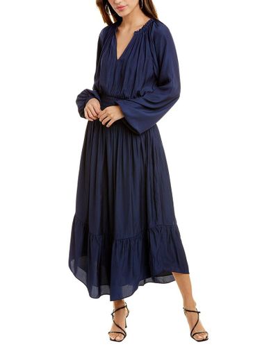 Ramy Brook Silk Lisa Midi Dress in Blue - Lyst