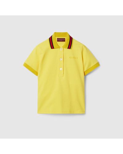 Gucci Poloshirt Aus Stretch-Baumwoll-Piqué - Gelb