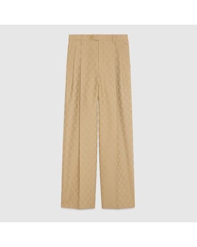 Gucci GG Wool Jacquard Trousers - Natural