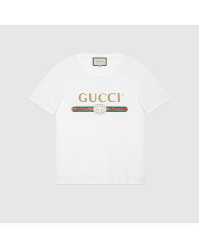 Gucci T-shirt Oversize Délavé Con Logo - Bianco