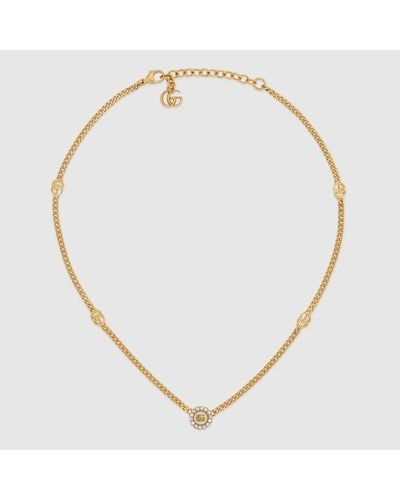 Gucci GG Marmont Halskette Mit Doppel G Und Blume - Mettallic