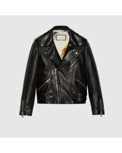 Gucci Plongé Leather Biker Jacket - Black