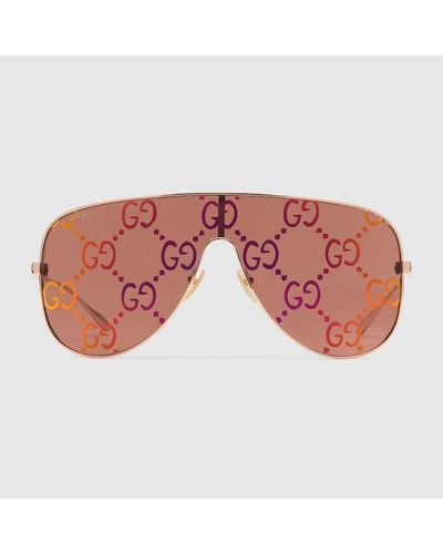 Gucci Sonnenbrille In Maskenform - Pink