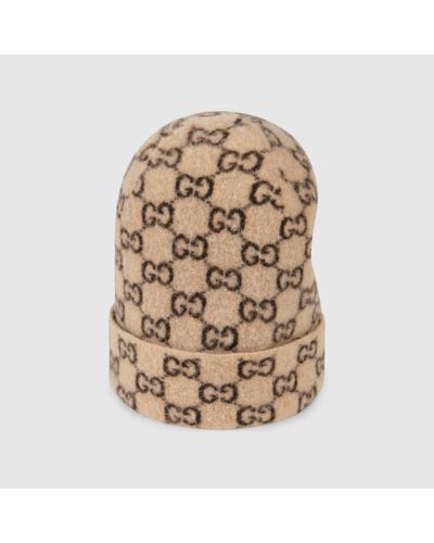 Gucci Mütze aus Wolle mit GG Motiv - Natur