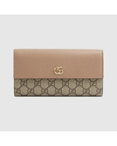 Gucci GG Marmont Continental Brieftasche Aus Leder - Natur