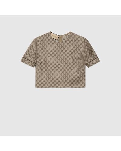 Gucci Camiseta de Seda con Motivo GG Supreme - Neutro
