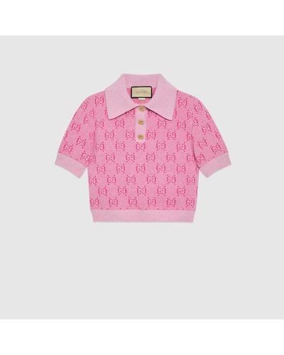 Gucci Poloshirt Aus GG Wolljacquard - Pink
