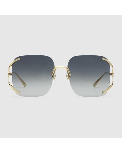 Gucci Gafas de Sol Cuadradas de Metal - Gris