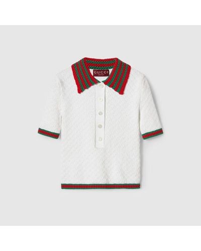 Gucci Poloshirt Aus Baumwollspitze - Weiß