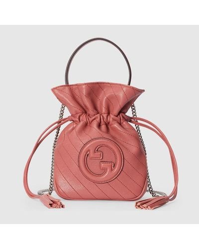 Gucci Blondie Mini Leather Bucket Bag - Red