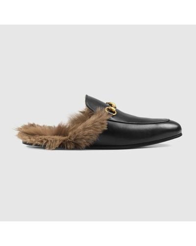 Gucci Princetown Leather Slippers - Black