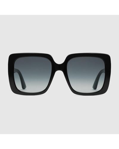 Gucci Gafas de sol de acetato con montura rectangular - Negro