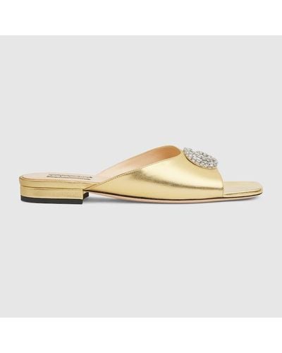 Gucci Double G Slide Sandal - Metallic