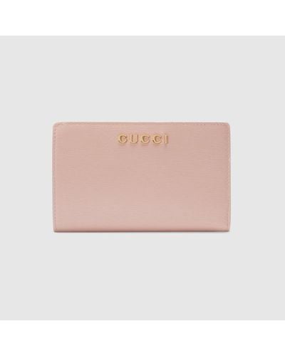 Gucci Zip Around Wallet With Script - Pink
