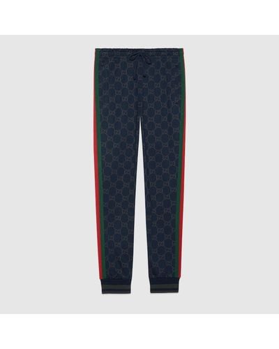 Gucci GG Jersey Cotton Track Bottoms - Blue