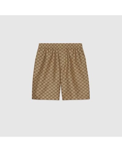 Gucci Monogram Relaxed-fit Linen-blend Shorts - Natural