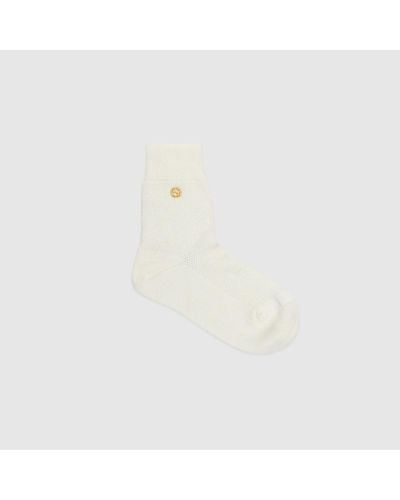 Gucci Chaussettes En Mélange De Coton Avec Motif GG - Blanc