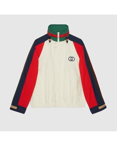 Gucci Cotton Nylon Jacket With Patch - Red