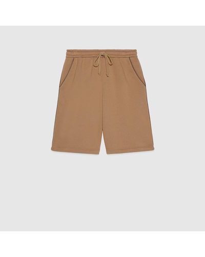 Gucci Cotton Jersey Shorts With Embroidery - Natural