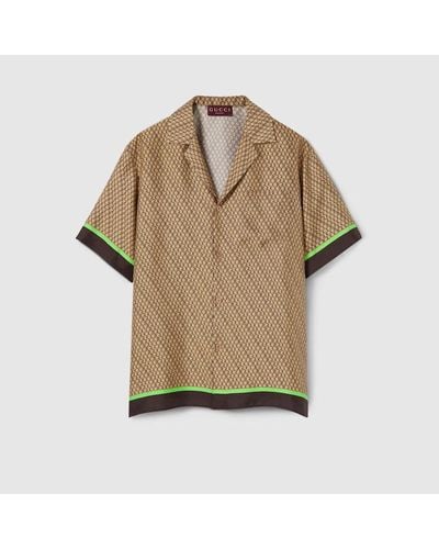 Gucci Camisa Bowling de Seda con Estampado - Neutro