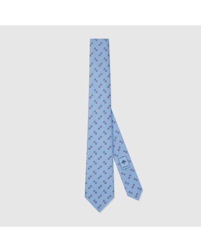 Gucci Krawatte Aus Seidenjacquard Mit Horsebit - Blau
