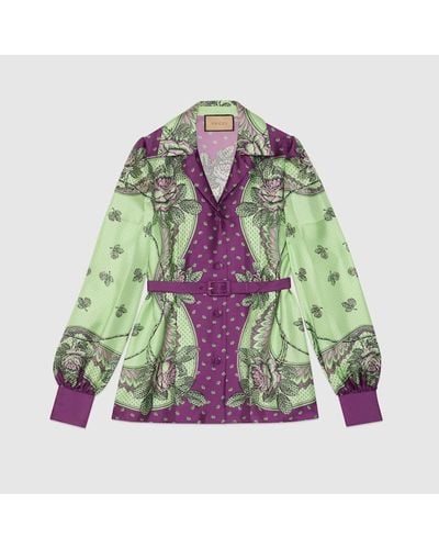 Gucci Paisley Print Silk Shirt - Green