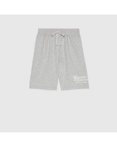 Gucci Cotton Jersey Shorts With Embroidery - Grey
