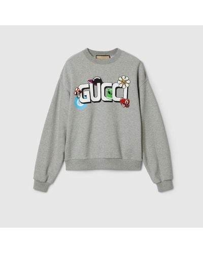 Gucci Cotton Jersey Cotton Sweatshirt With Print - Grey