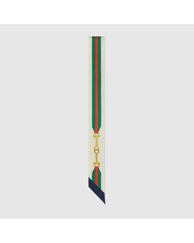 Gucci Lazo de Seda con Estampado de Horsebit GG - Multicolor