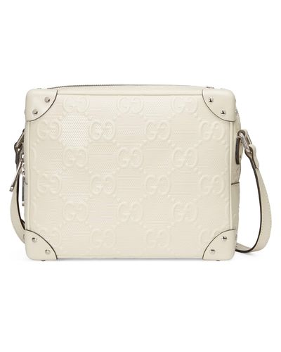 Gucci GG Embossed Shoulder Bag - White