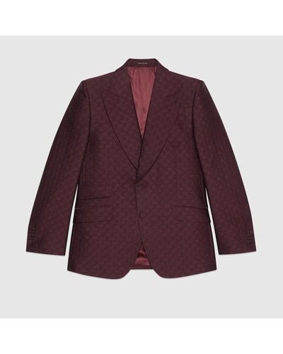Gucci Horsebit Wool Silk Jacquard Jacket - Purple
