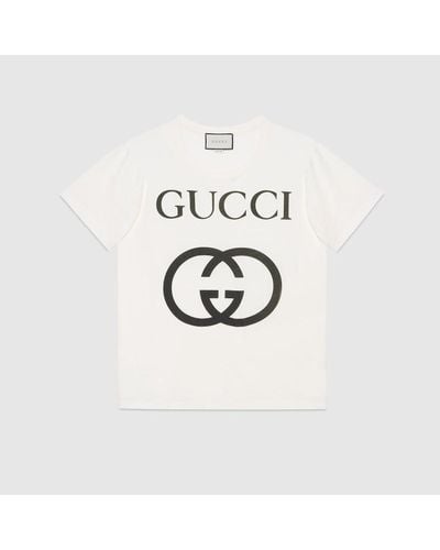 Gucci Oversize T-shirt With Interlocking G - Natural