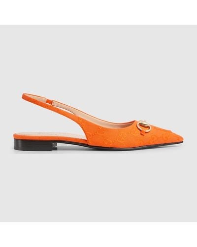 Gucci Horsebit Slingback Ballet Flat - Orange