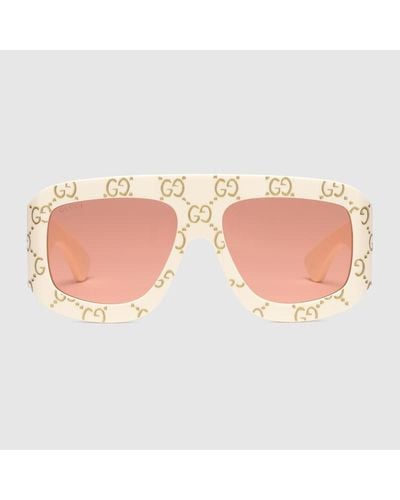 Gucci Rectangular-frame Sunglasses With GG - White