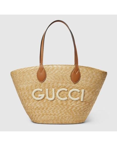 Gucci Borsa Shopping Con Patch Misura Media - Metallizzato