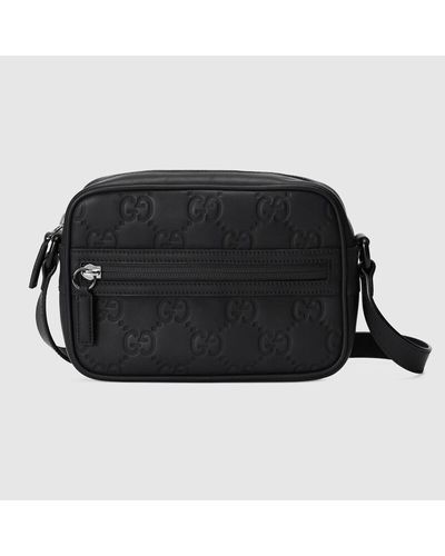 Gucci Minibolso de Hombro Efecto Goma con GG - Negro