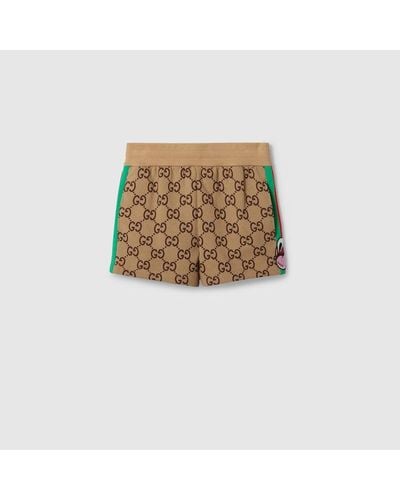 Gucci Shorts In Tela Maxi GG Con Patch - Neutro
