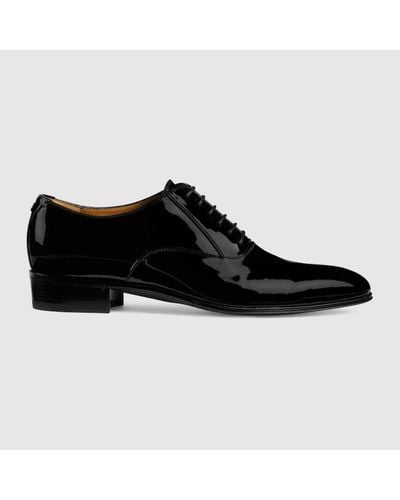 Gucci Patent Leather Oxford Shoes - Black