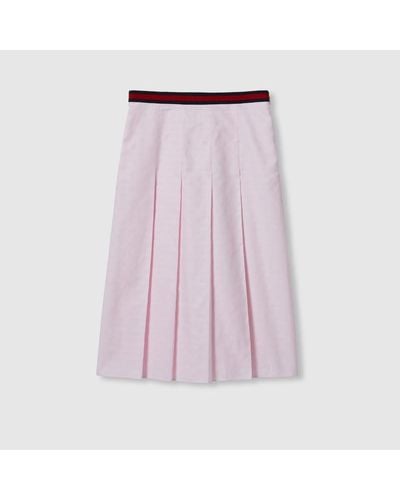 Gucci GG Supreme Oxford Cotton Skirt - Pink