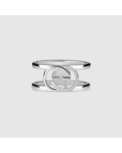 Gucci GG Ring mit breitem offenem Band - Mettallic