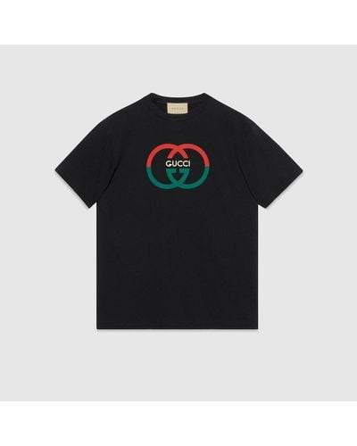 Gucci Interlocking G-print Crewneck Cotton-jersey T-shirt X - Black